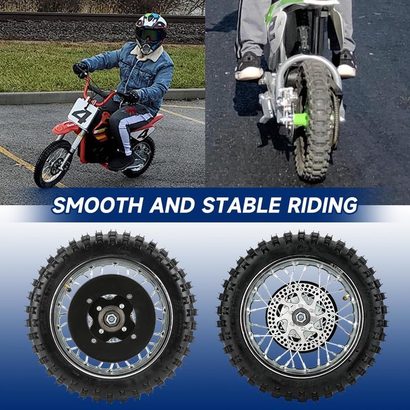 FVRITO Rear Wheel Assembly Replacement for Razor MX500 MX650 SX500 Mini Dirt Rocket Bike 2.50-10 2.50x10 Tire Tube Rim Chain Sprocket Axle Brake Rotor Parts - Image 4